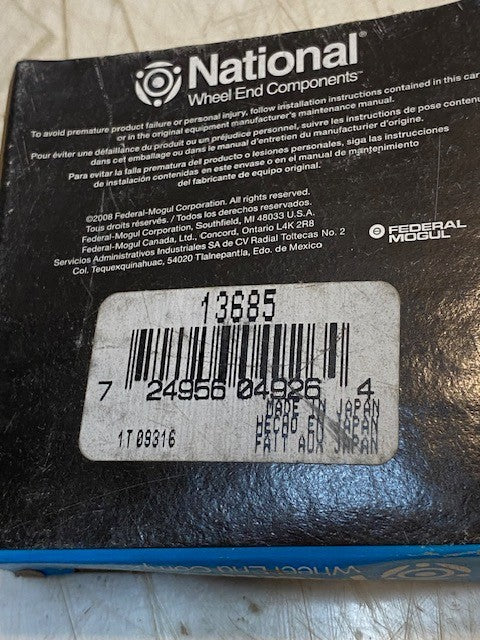National Federal Mogul MOOG Single Row Tapered Roller Bearing Cone 13685