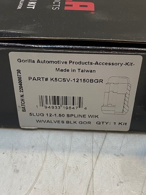 Box of 37 Gorilla 5Lug 12-1.5 Spline WIK w/ Valves Wheel Lug Nuts K5CSV-12150BGR