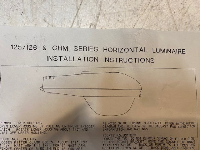 CHM Lighting 125/126 Series Horizontal Luminaire Street Lamp