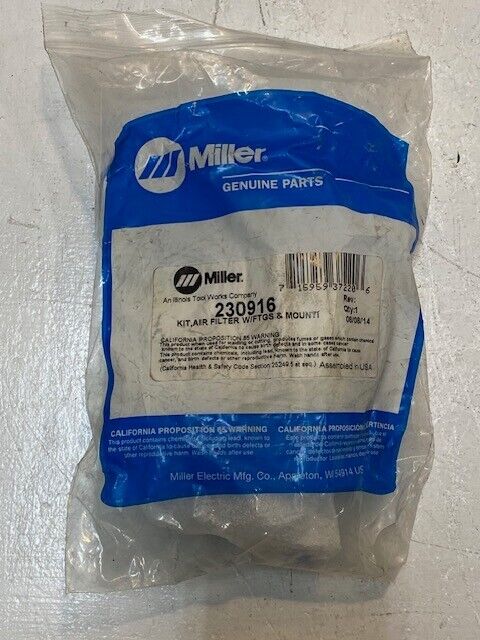 Miller 230916 Kit Air Filter w/ Fitting Mounting Bracket