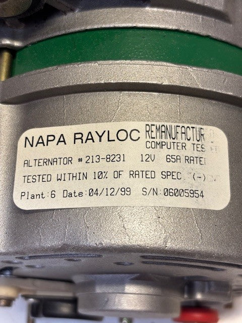 Napa Autoparts Rayloc Remanufactured Alternator w/o Pulley | 213-8231