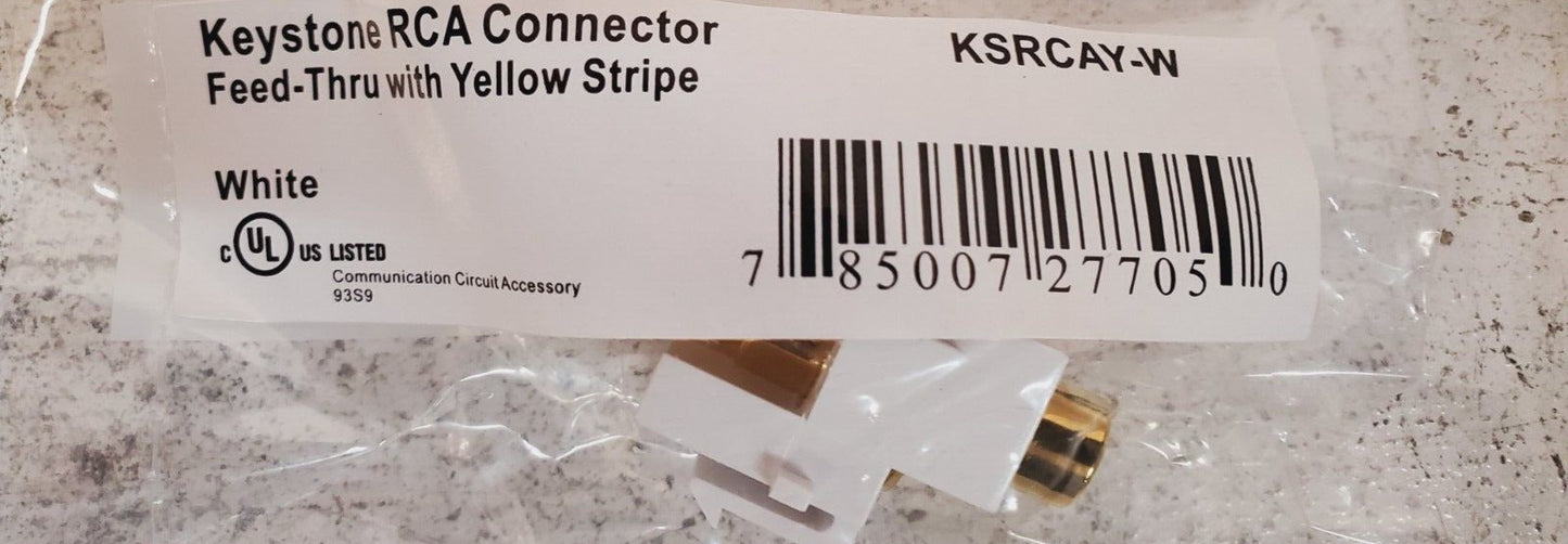 49 Qty of Pass & Seymour Keystone RCA Connector Feed-Thru KSRCAY-W (49 Qty)