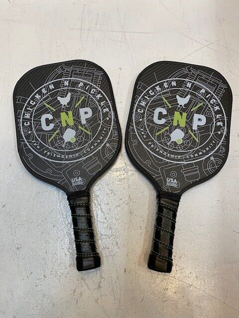 Pair of 2 Tria Milia Carbon USA Pickleball Approved Paddles 16" L 7-3/4" W