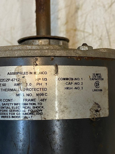 Emerson Condenser Fan Motor 575 Volts 1/3 HP Model K55ZZCZP-6712 | 79J8301