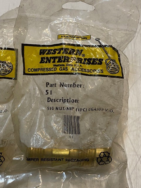 4 Quantity of Western Enterprise Part #51 Brass Cylinder Hose Adapters (4 Qty)