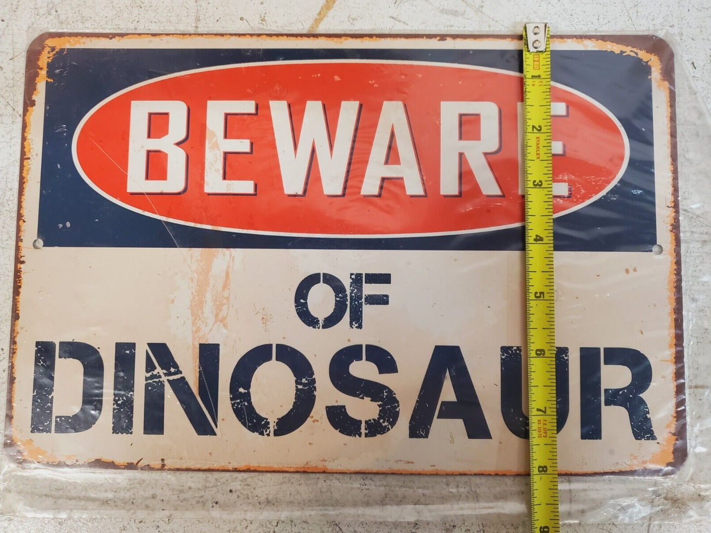 4 Qty Beware of Dinosaur Chic Rustic Retro Signs 8"x12" (4 Qty)