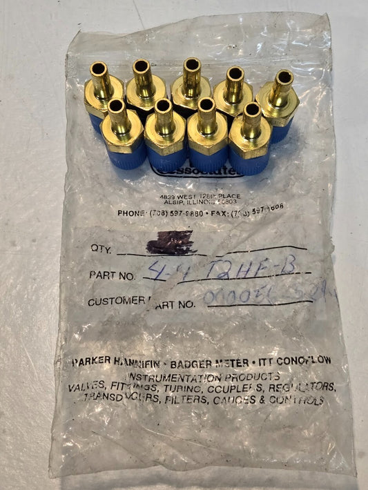 12 Quantity of Parker 4-4 T2HF-B 1/4" CPI Tube Fittings 1/4" Comp x Tube (9 Qty)