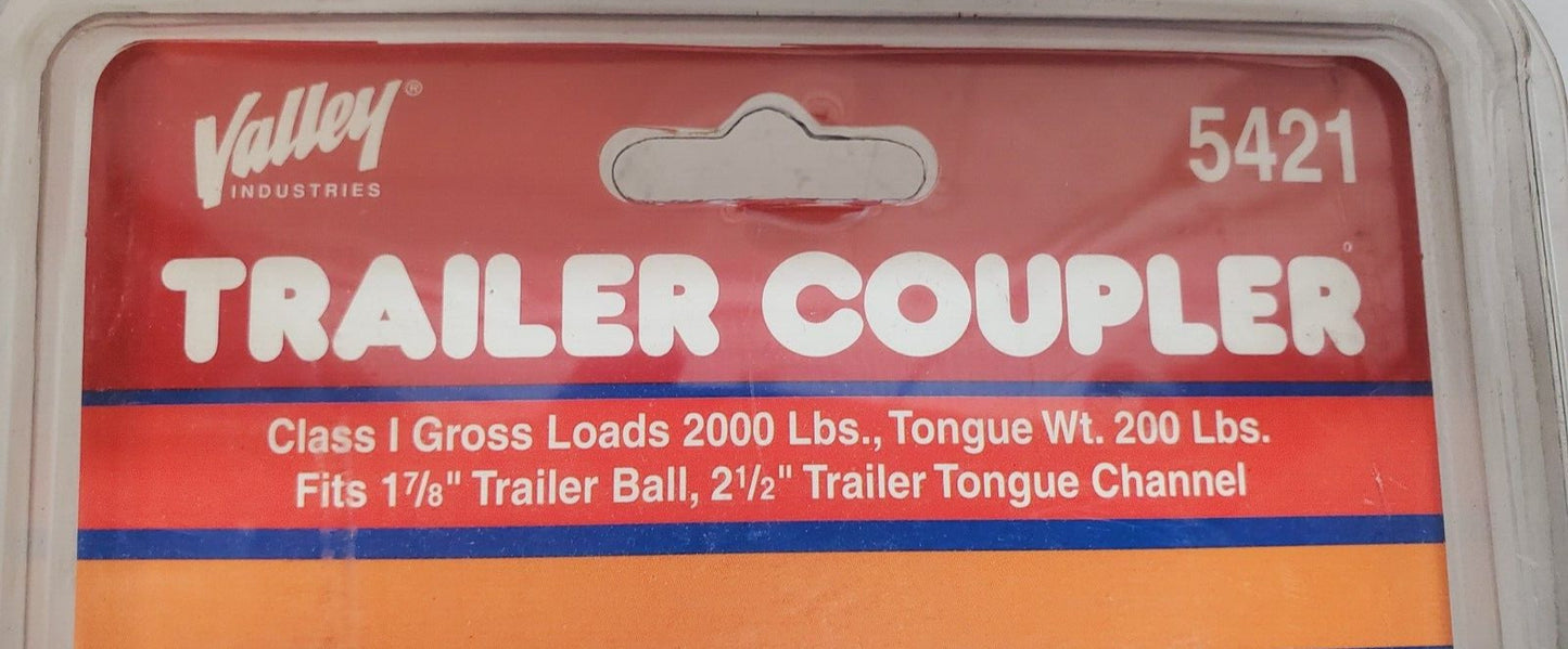 Valley Quick-Lock Trailer Coupler 5421 Class I Gross Loads 2000Lb Tongue 200Lb