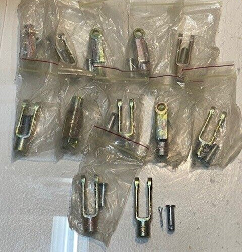 12 Quantity of MCP Clevis Yoke Ends w/ Rod & Pin 2-7/8" Long 7/8" Wide (12 Qty)