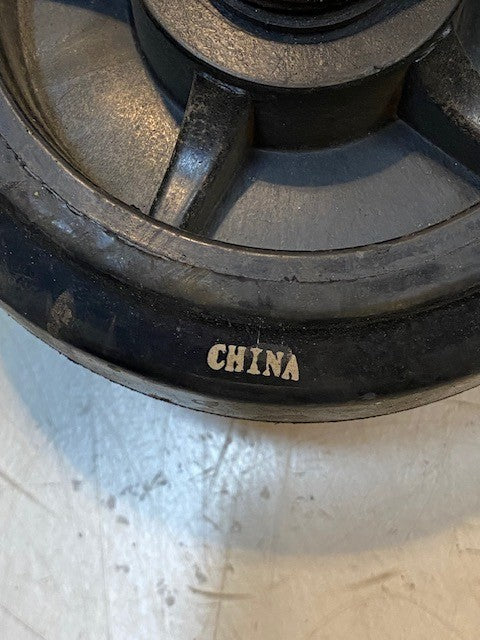 Heavy Duty Spring Loaded Gate Caster 6" Rubber on Cast Iron Wheel 150x50