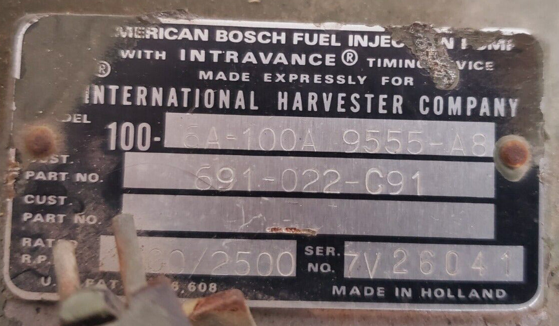 American Bosch Fuel Injection 691-022-C91 | 100-6A-100A 9555-A8 Slight Damaged