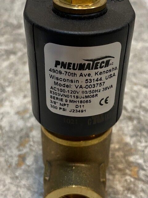 Pneumatech VA-003757 Solenoid Valve 3-3/4" Long 15mm Bore