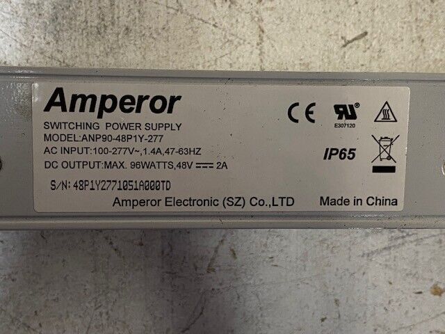 Amperor Raintight Switching Power Supply ANP90-48P1Y-277, 100-277V, 96W, 47-63Hz