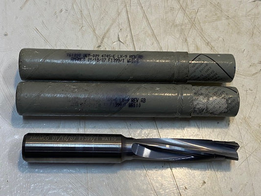 2 Qty of AMAMCO Solid Carbide Reamers T61030 DET-009 4T45-E LX-9 REV AB (2 Qty)