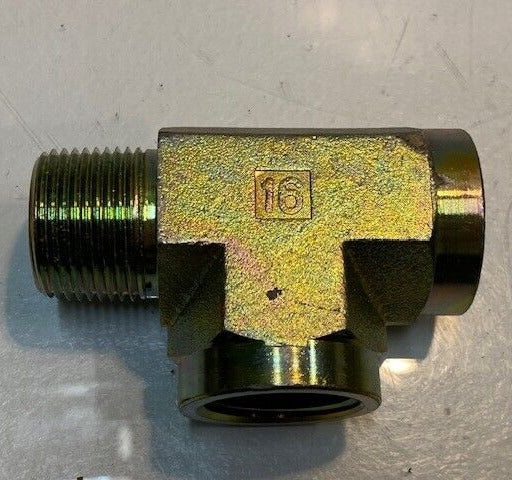 Hydraulic Tee 16 Fitting 33mm Male to 29mm Female 3-1/2" L 2-1/2" W