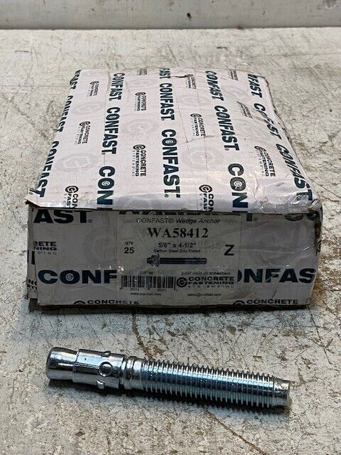 25 Quantity of Confast Wedge Anchors WA58412 5/8" x 4-1/2" (25 Quantity)