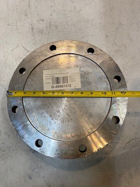 Solid Metal Pipe End Cap 12-1/2" Dia With 8 Bolt Holes 19mm 4-3/4" Height