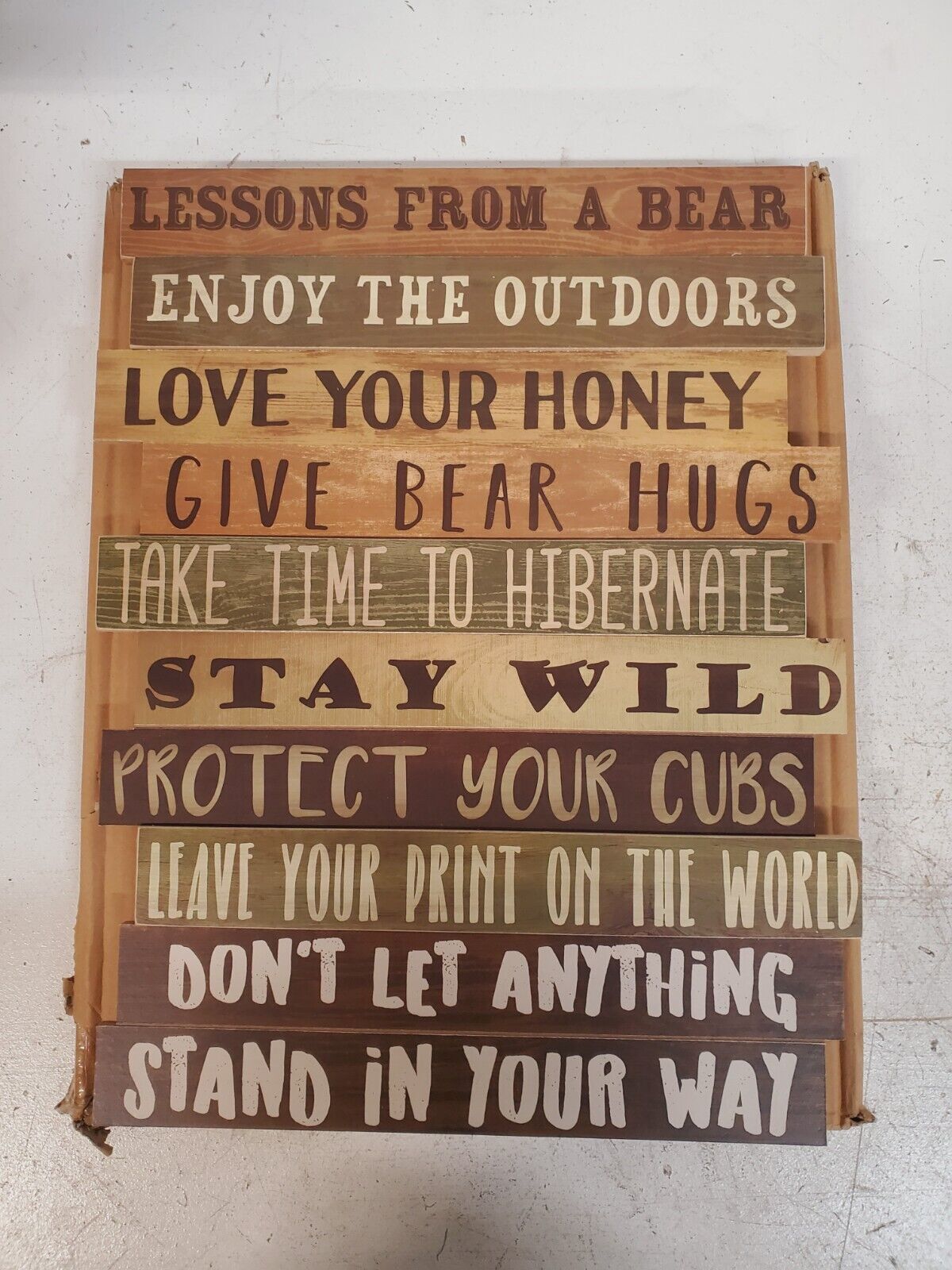 4 Qty Young's Inc Wooden Lesson from a Bear Wall Signs  20"Hx15"W 18016 (4 Qty)