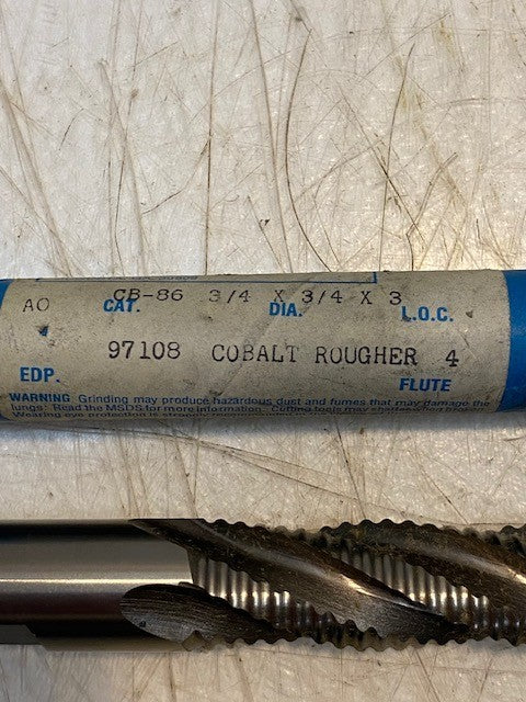 Putnam End Mills 97108 Carbide Cobalt Rougher CB-86 | 3/4 x 3/4 x 3 Flute 4