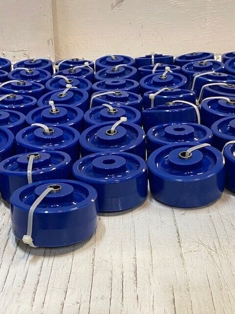 71 Pack of Solid Blue Polyurethane Caster Wheels 76mm OD 32mm Treadwidth -71 qty