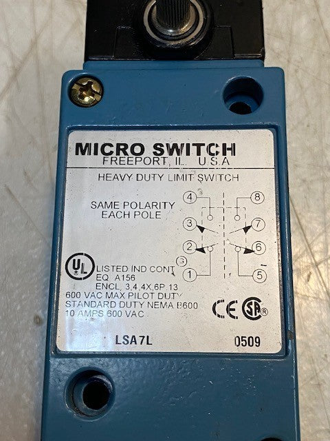 Honeywell Micro Switch Heavy Duty Limit Switch LSA7L for Actuator Type Roller