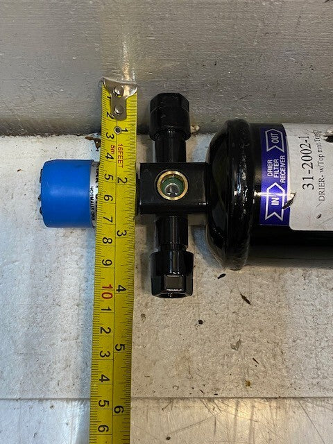 Drier Filter Receiver w/ Top mnt Trinary Switch 31-2002-1 | 12" Long 4" Wide