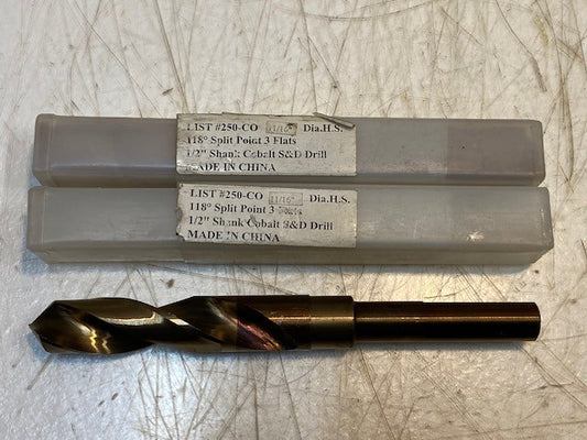 2 Qty of S&D Drill 11/16” HSCO 6” O.A.L. 1/2” Shank Cobalt Machine Tool (2 Qty)
