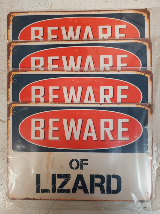 4 Qty Beware of Lizard Rustic Retro Signs V256 8"x12" (4 Qty)
