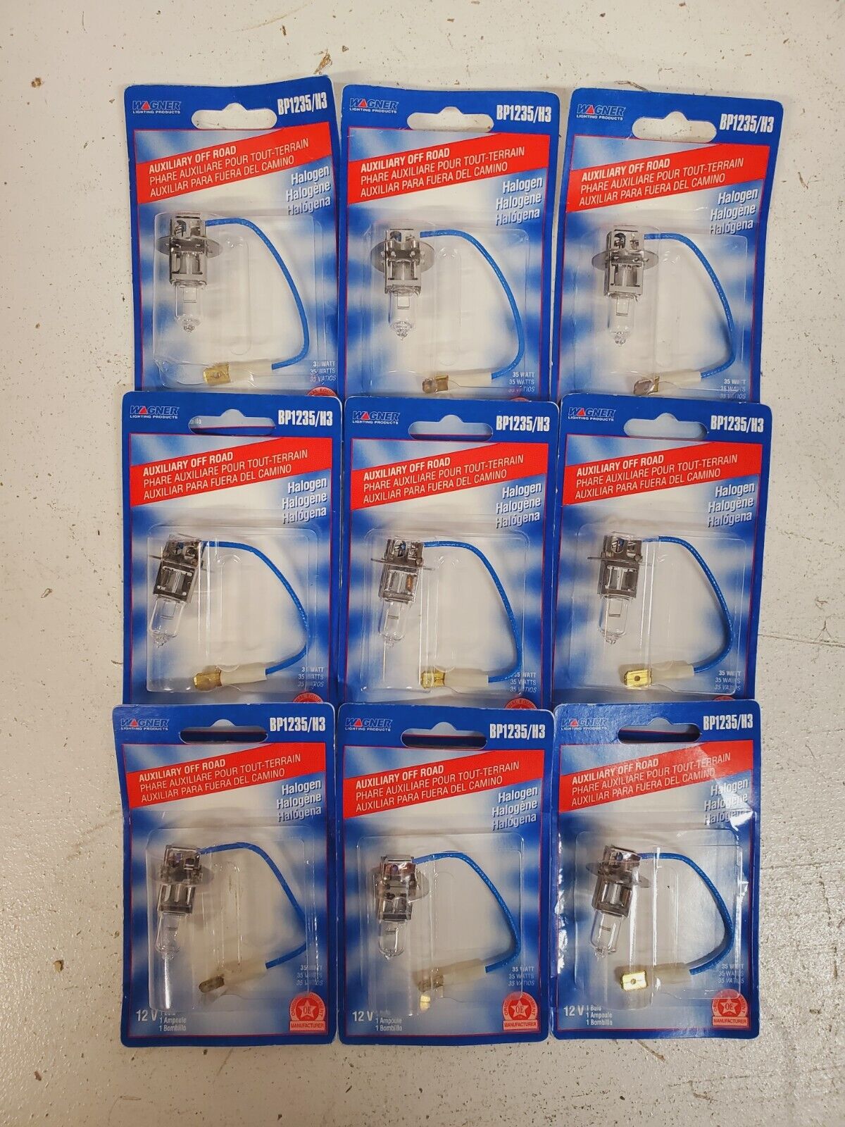 9 Qty of Wagner Lighting Products Auxiliary Off Road BP1235/H3 Halogen (9 Qty)