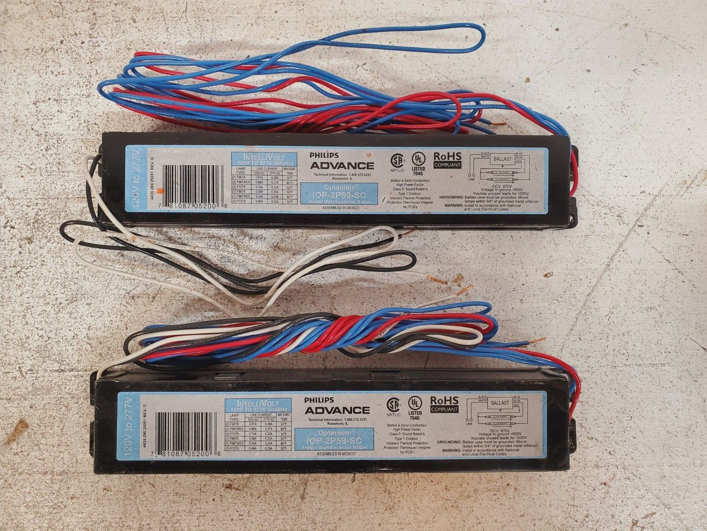 2 Quantity of Philips Advance Fluorescent Ballasts IOP-2P59-SC (2 Qty)