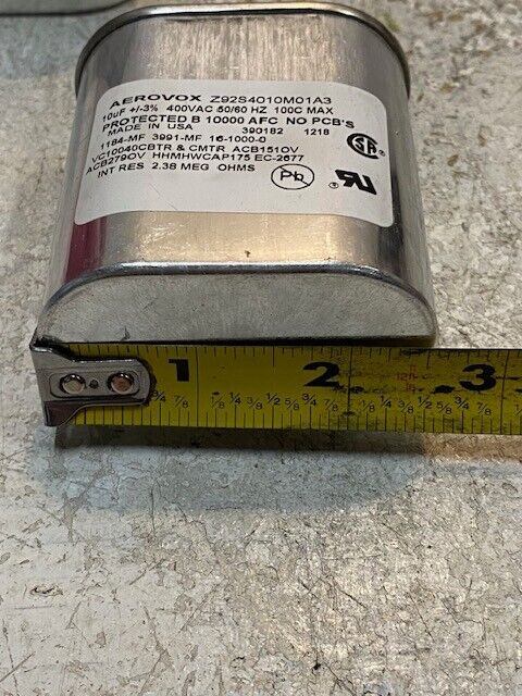 2 Quantity of Aerovox Capacitors Z92S4010M01A3 10uF 400VAC 50/60Hz (2 Quantity)