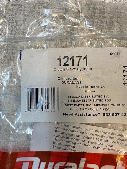 Duralast 12171 Clutch Slave Cylinder S-127