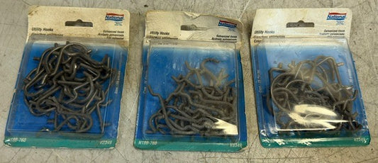 3 Packages of 26 National Galvanized Finish Utility Hooks N180-760 | V2349