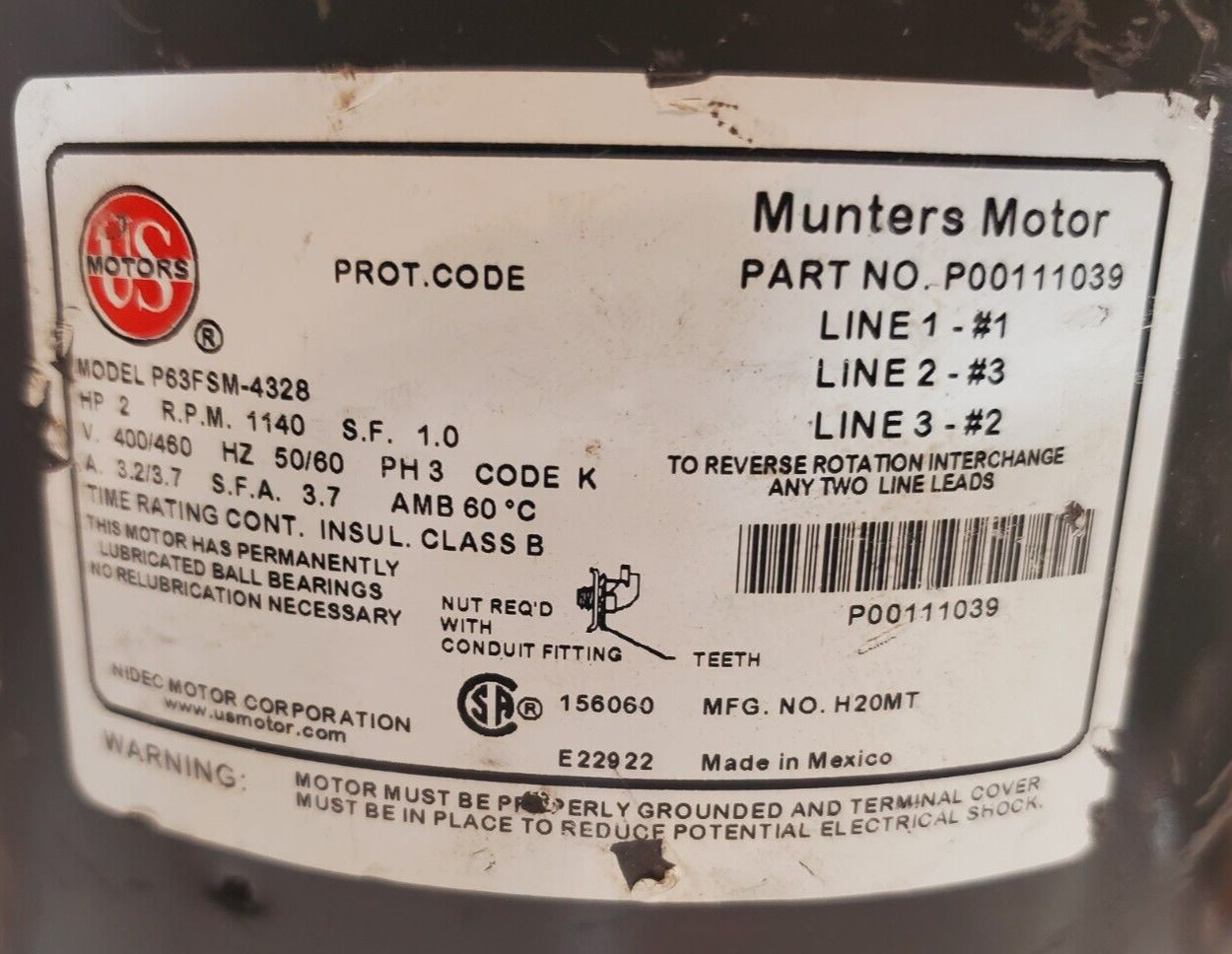 US Motors Munter Motors RPM Motor P00111039 | P63FSM-4328