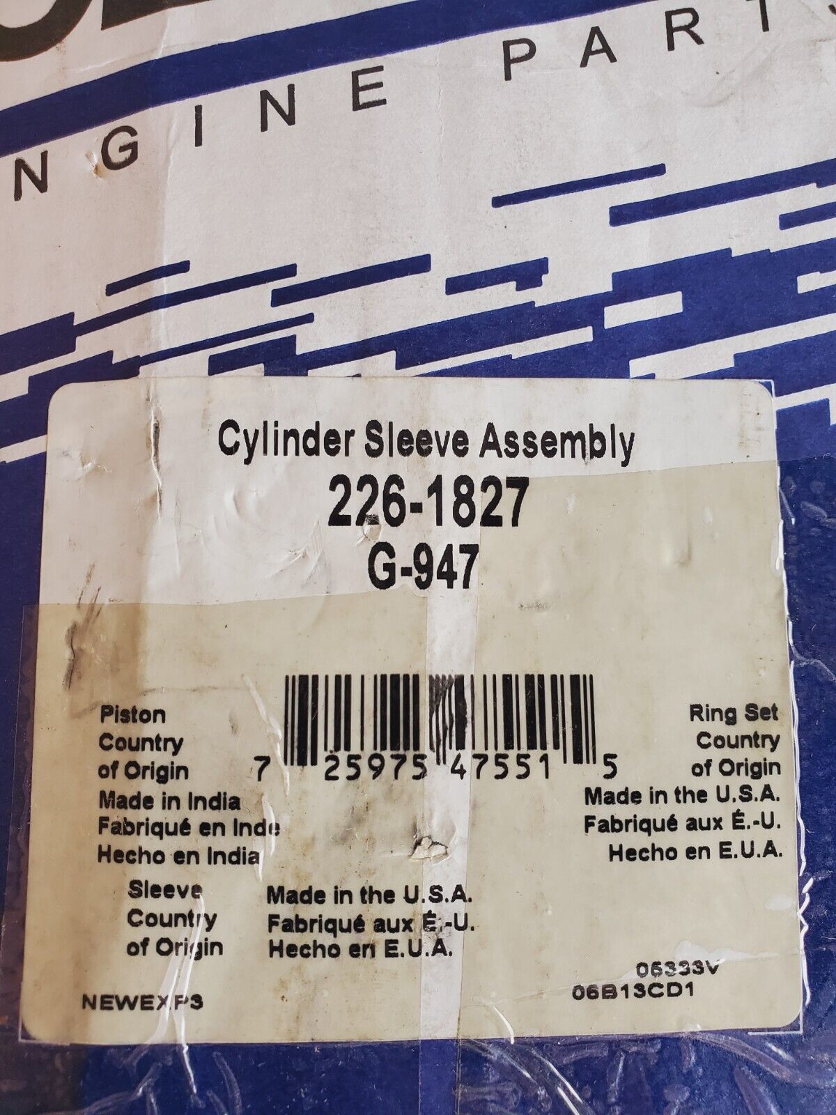 Clevite Cylinder Sleeve Assembly 226-1827 | G-947 | NRE19282 | A1770N