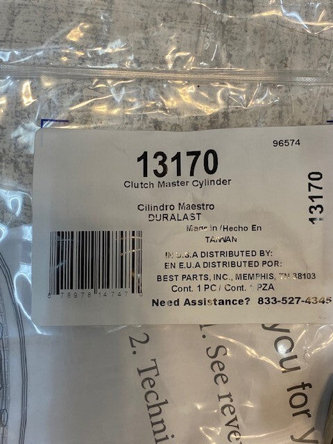 Duralast 5/8 Clutch Master Cylinder 13170