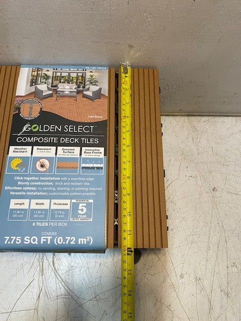 Golden Select 1791218 Composite Deck Tiles 7.75 Sq Ft 8 Tiles Weather Resistant
