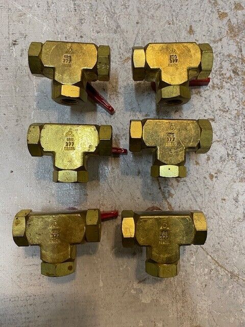 6 Quantity of Detroit T-Shaped Male Ball Valves 1BR/1BS 377 (6 Quantity)