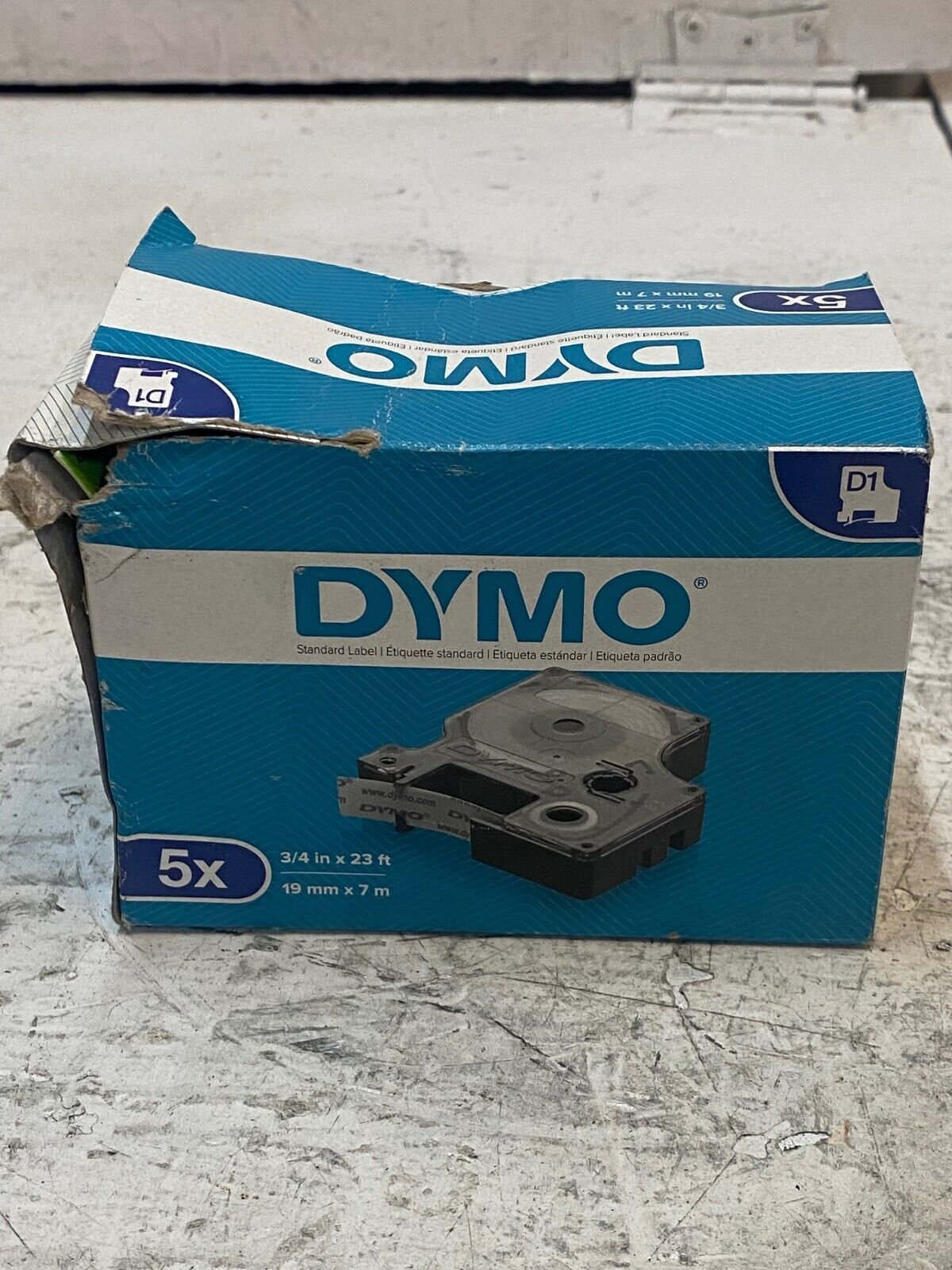 5 Dymo D1 Polyester Label Tape Black on Clear 3/4in x 23ft (5 Quantity)