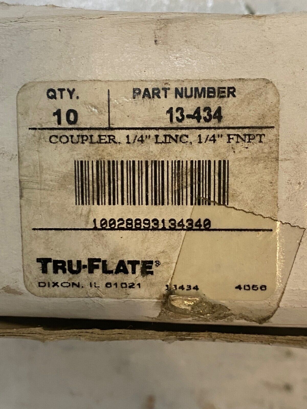 1 Box of 10 Tru-Flate 13-434 Couplers 1/4" Linc 1/4" FNPT (10 qty)