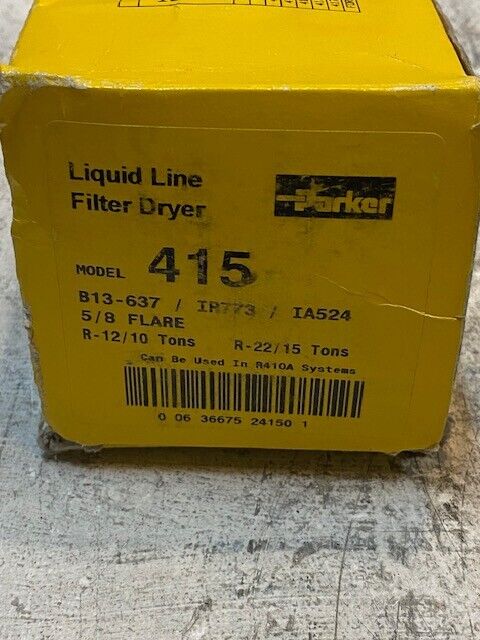 Parker Liquid Line Filter Dryer Model 415 | 500 Psig 3550 kPa