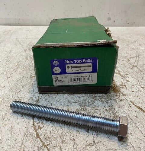 25 Quantity of Hillman Hex Tap Bolts Coarse Thread 5/8-11 x 6" 221056 (25 Qty)