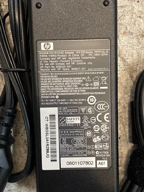 HP Power Adapter 90 Watts 609937-001 | 0801107802