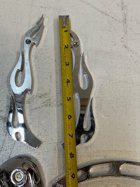 Motorcycle Chrome Flames Mirror Set (Does Not Include Hardware)