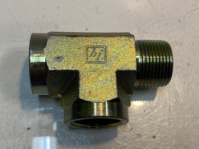 Hydraulic Tee 16 Fitting 33mm Male to 29mm Female 3-1/2" L 2-1/2" W