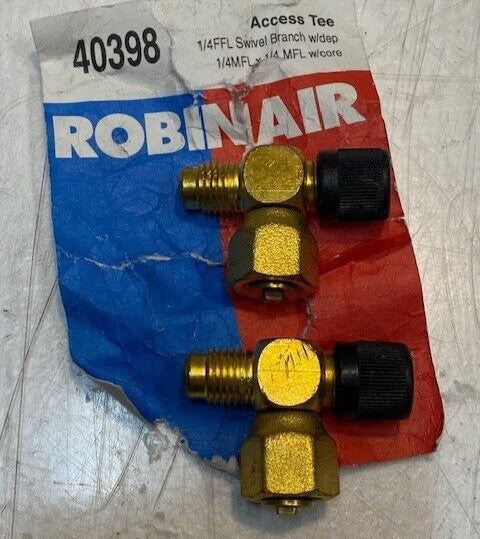 2 Quantity of Robinair 40398 Access Tees 1/4 MFL x 1/4 MFL w/ Core (2 Quantity)
