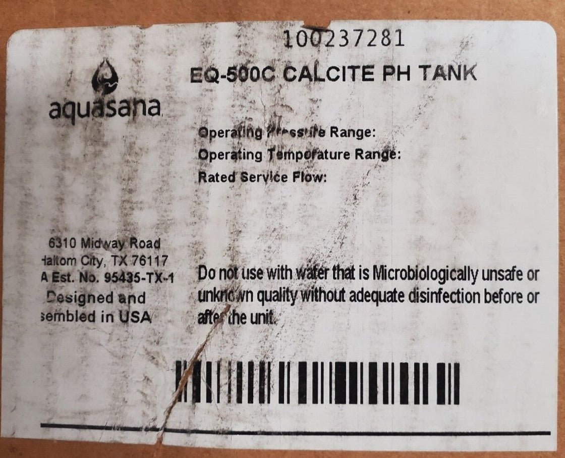 Aquasana Calcite PH Tank 100237281 | EQ-500C  13773742001 | R203Ba00072 | 8X44"