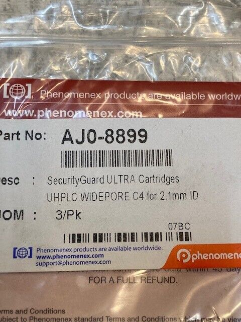 Phenomenex Security Guard Ultra Cartridges Pack of 3 UHPLC Widepore AJ0-8899