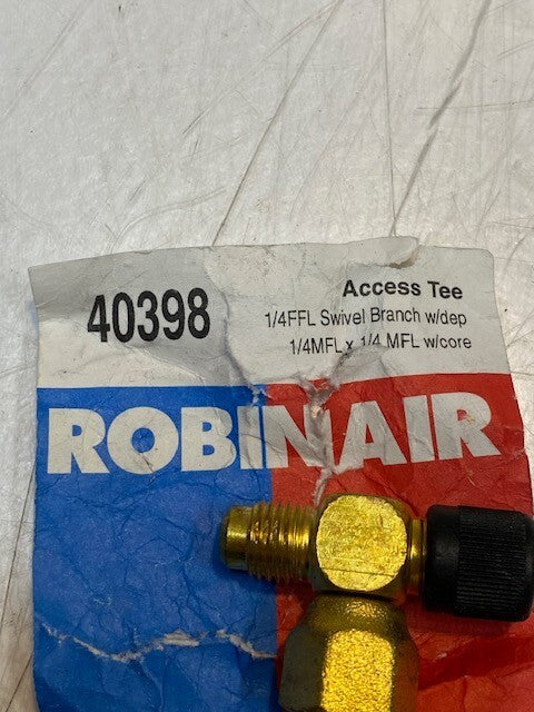 2 Quantity of Robinair 40398 Access Tees 1/4 MFL x 1/4 MFL w/ Core (2 Quantity)
