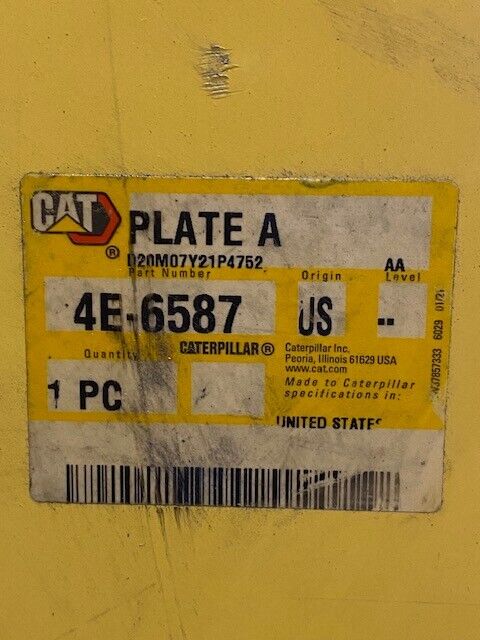 Caterpillar CAT Plate A 4E-6587 | D20M07Y21P4752